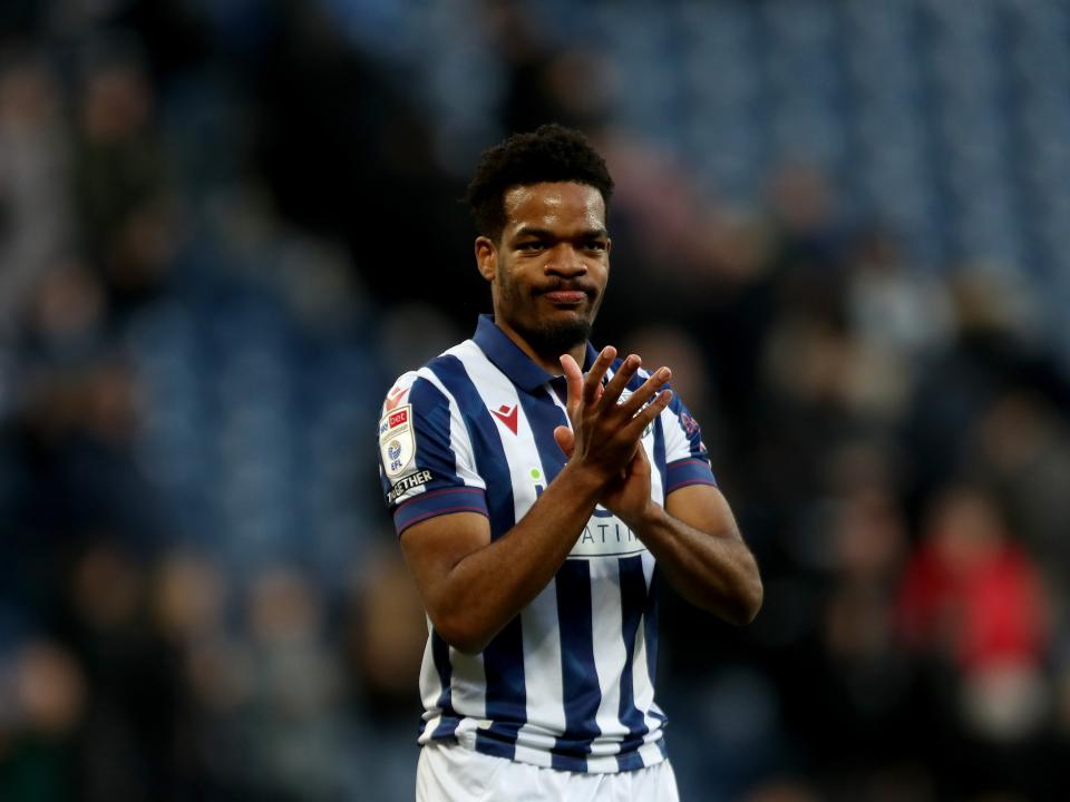 Grady Diangana applauding Albion fans after the Oxford game