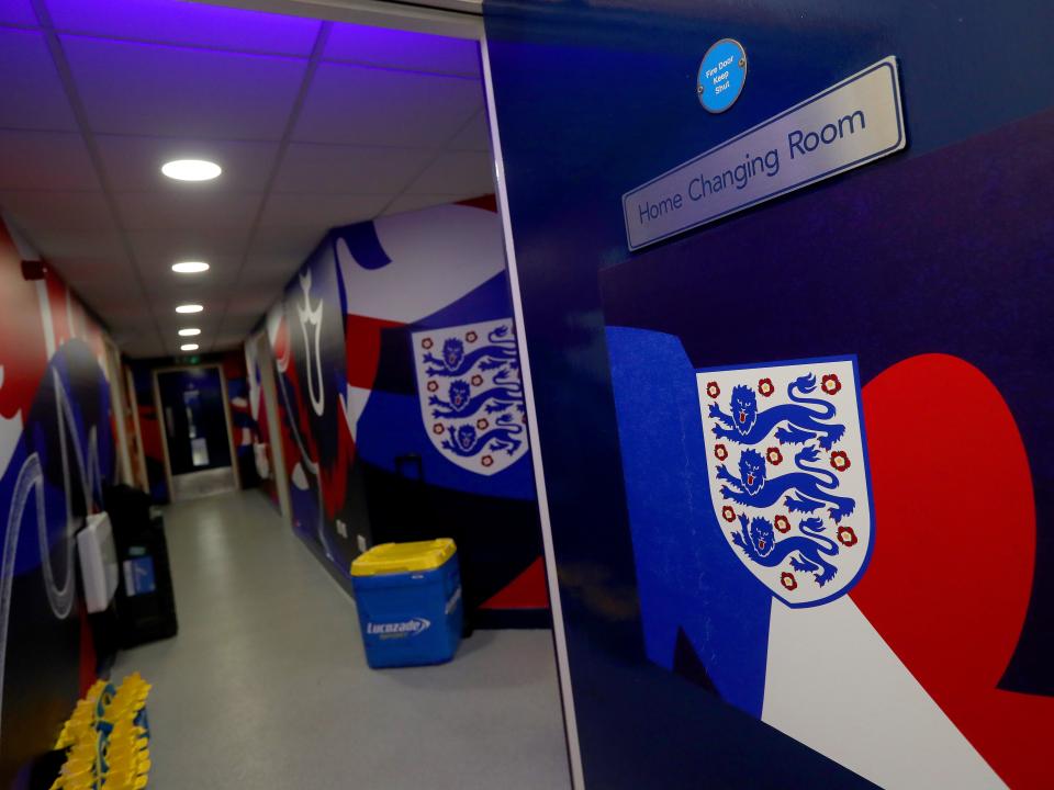 England branding on the home dressing room door at The Hawthorns before the game with Portugal