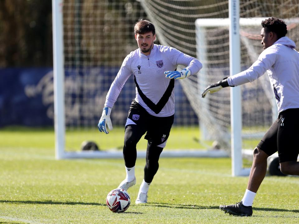 Joe Wildsmith on the ball during a training session 