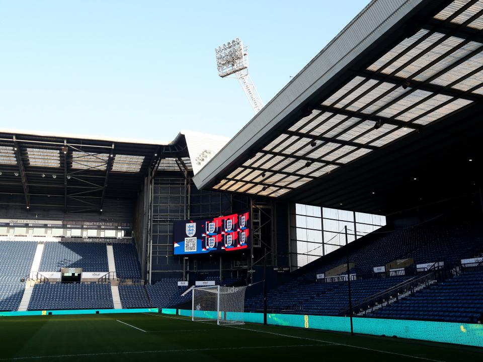 England branding on the big screens at The Hawthorns before the game with Portugal