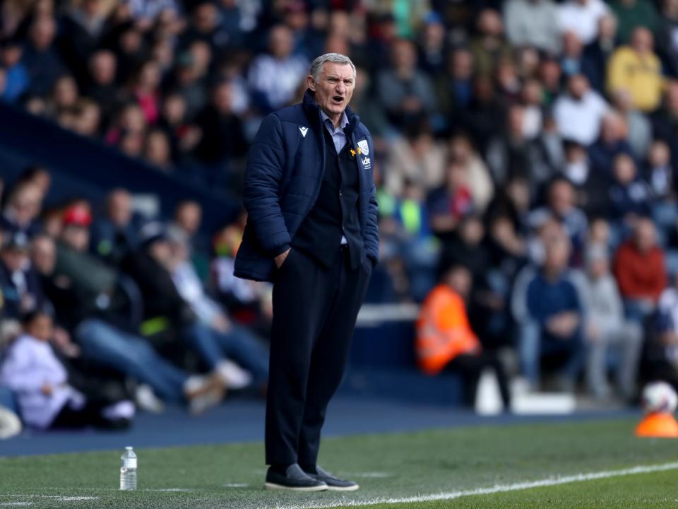 Tony Mowbray on the side of the pitch against QPR 