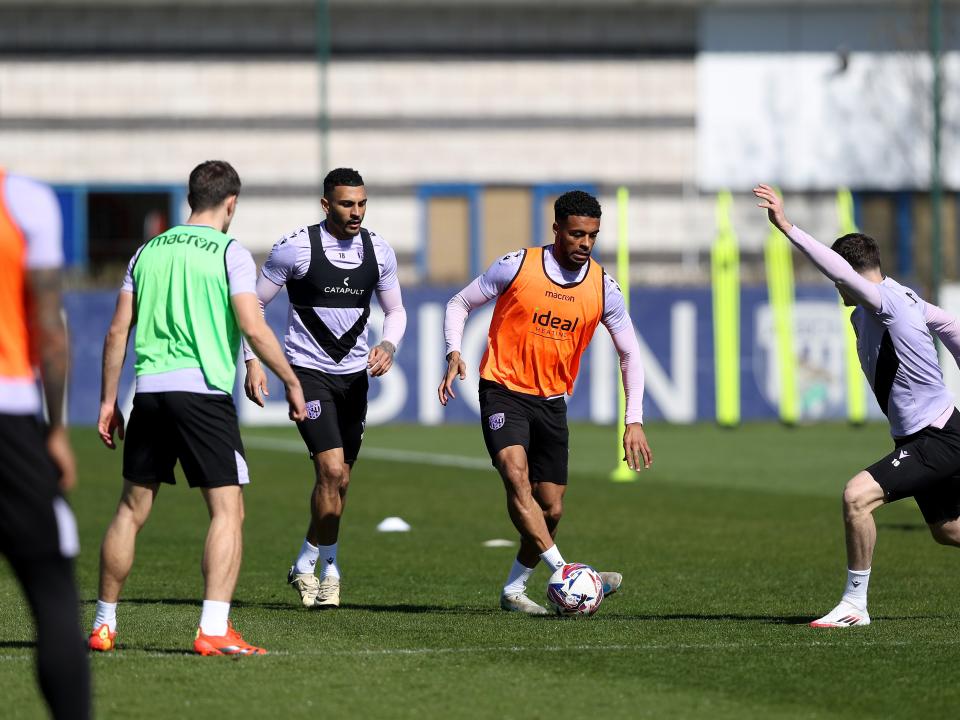 Darnell Furlong on the ball during training 