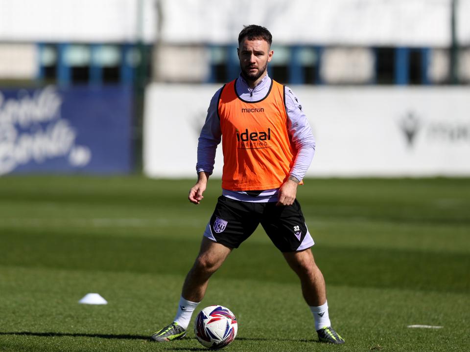 Adam Armstrong on the ball during training