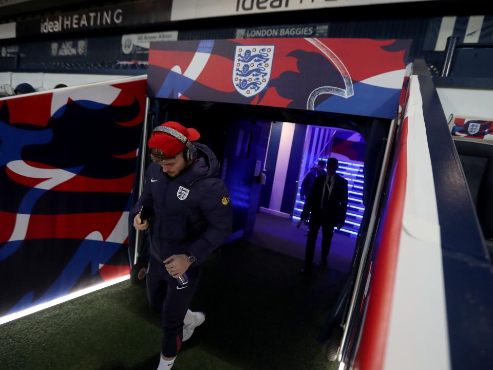 England players walking out of the tunnel at The Hawthorns for their warm up before playing Portugal