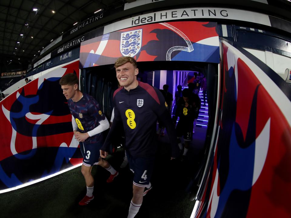 England players walking out of the tunnel at The Hawthorns for their warm up before playing Portugal