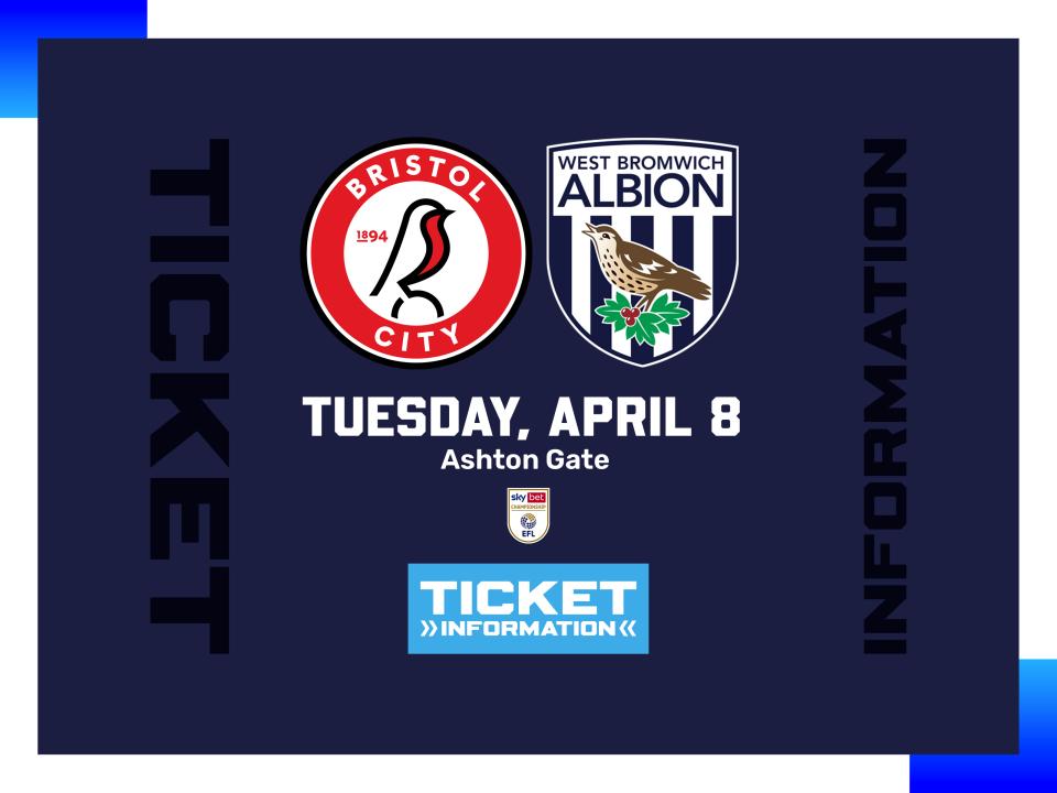 A ticket graphic displaying information for Albion's game against Bristol City