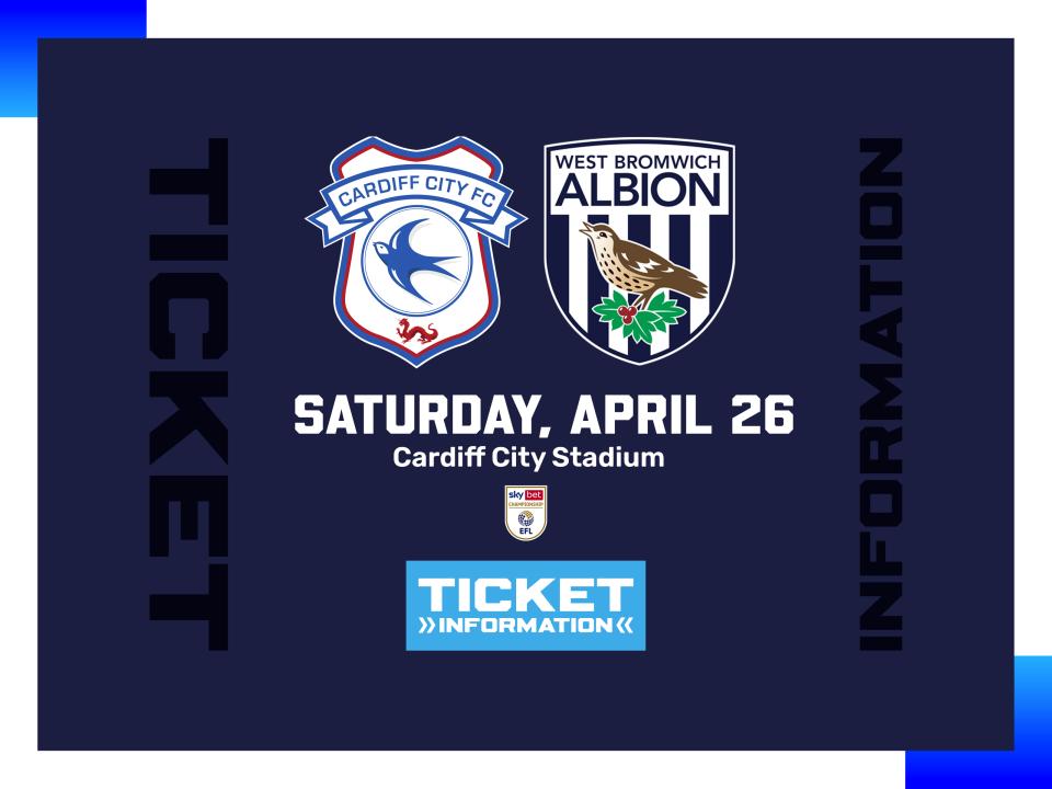 A ticket graphic displaying information for Albion's game against Cardiff City