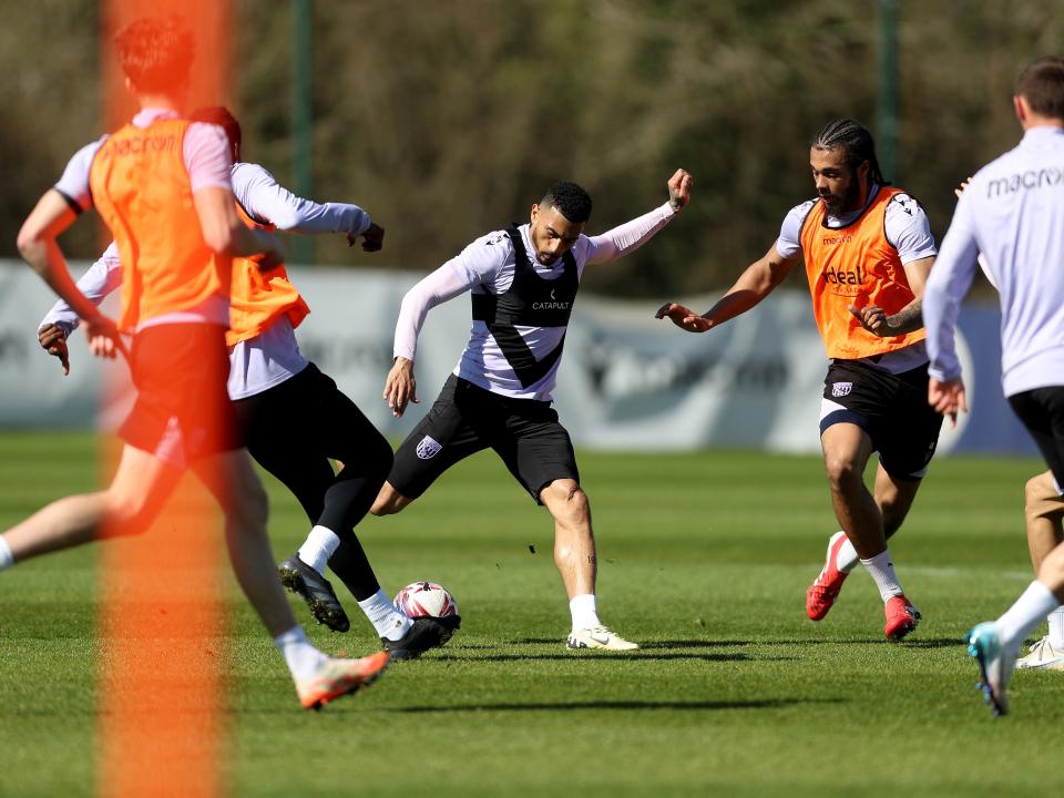 Karlan Grant on the ball during a training session