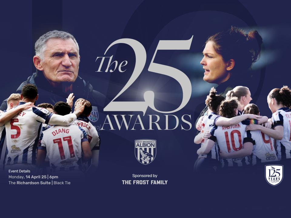 A graphic displaying information for 'The 25 Awards', featuring both the men's and women's teams