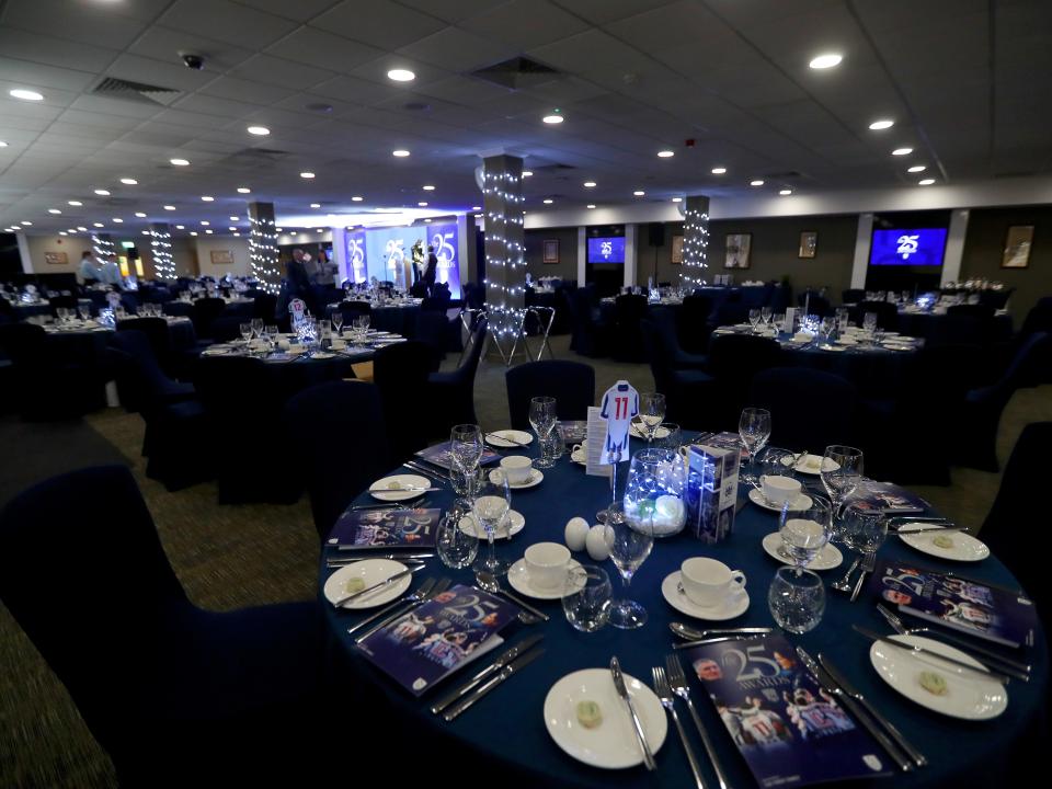 A general table view in the Richardson Suite at The Hawthorns ahead of the end of season awards dinner