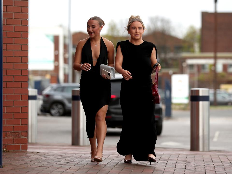 Seren Watkins and Ella Haughey arriving at The Hawthorns for the end of season awards dinner 