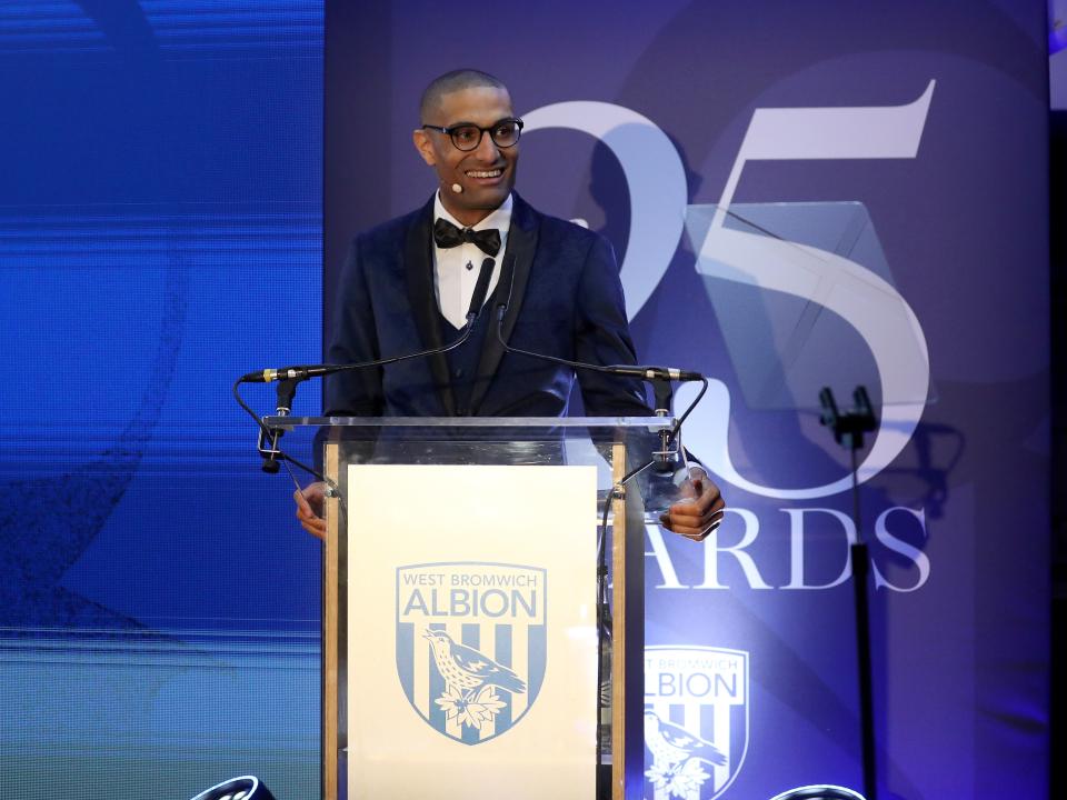 Richie Anderson on stage at the end of season awards dinner