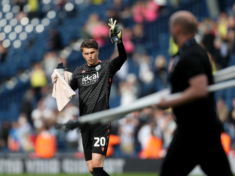 Josh Griffiths applauding WBA fans at the end of the Watford game
