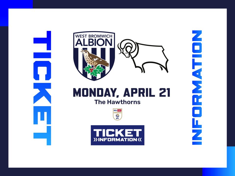 A ticket graphic displaying information for Albion's game against Derby