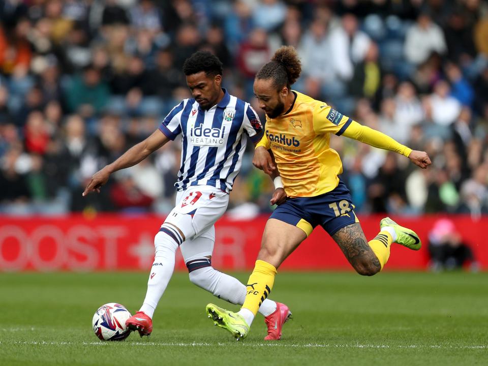 An image of Grady Diangana on the ball against Derby
