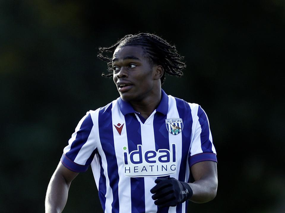 A photo of Albion u18 player Divine Onyemachi in the 2024/25 home kit