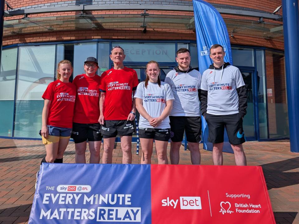 Albion participants outside reception at The Hawthorns ahead of their EFL every minute matters relay