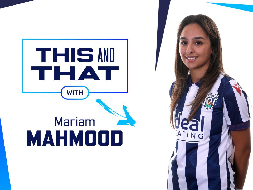 This and That graphic with an image of Maz Mahmood smiling at the camera while wearing the home shirt 