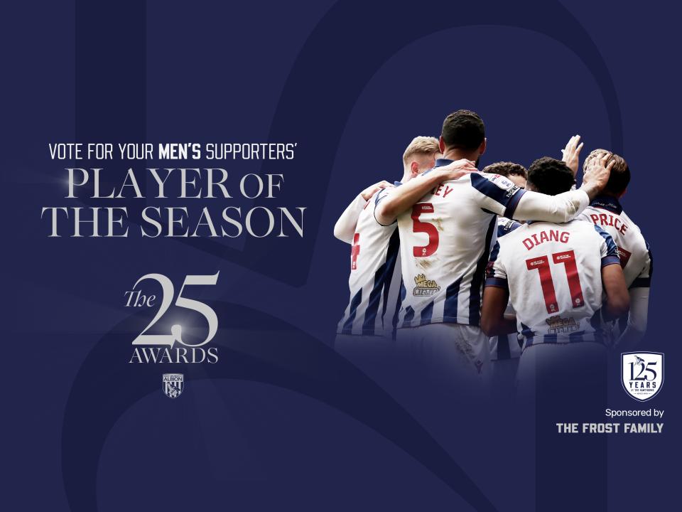 Supporters' player of the season voting main graphic with a team celebration in the home kit on 