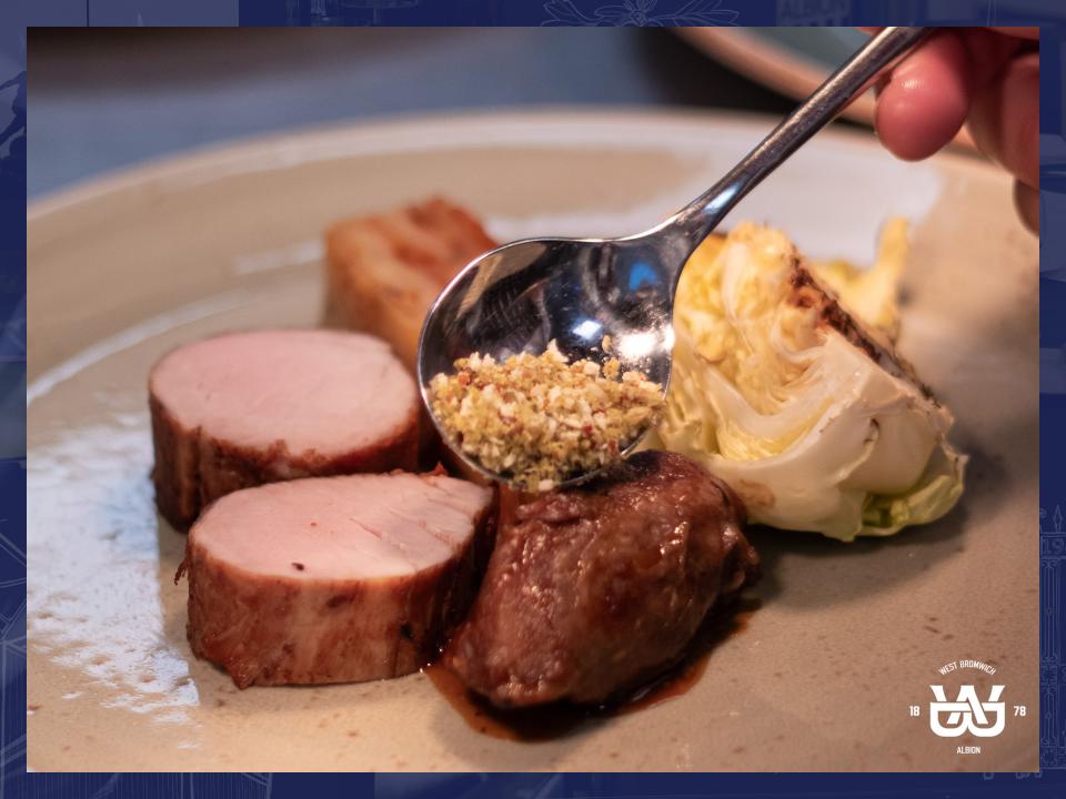 Food in an executive box in The East Stand 