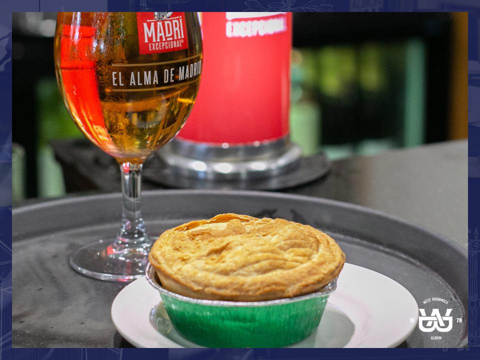 A pint of Madri and pie in The Basset Suite