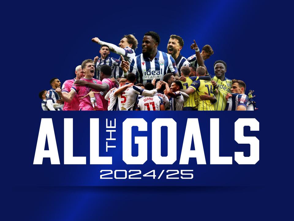 All the goals 2024/25 graphic with images on of several Albion players celebrating a goal