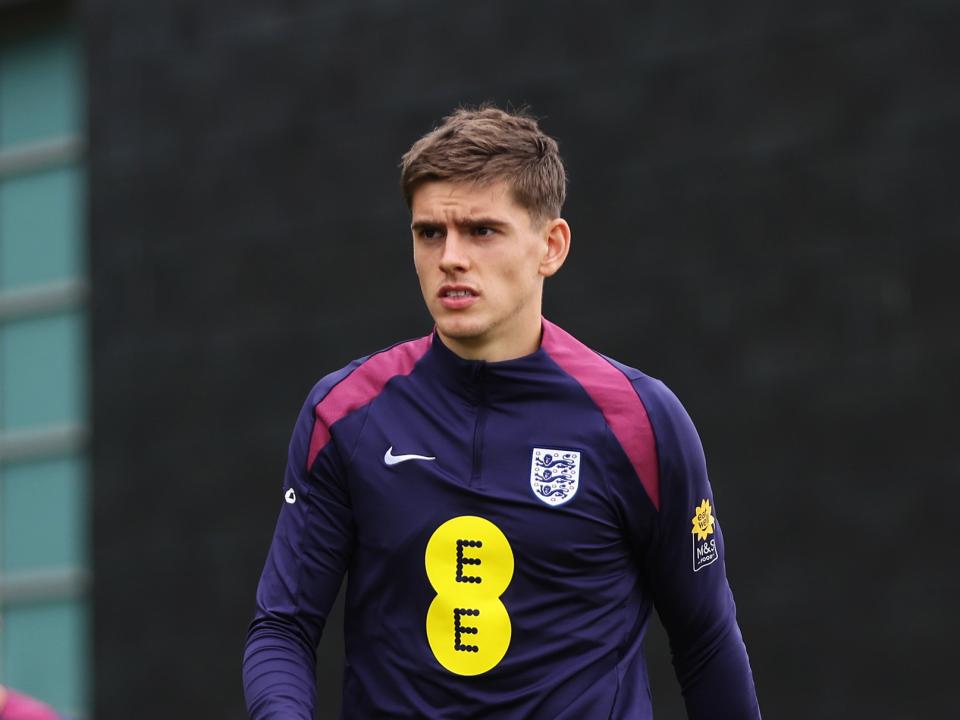 Tom Fellows involved in a training session for England's U21 side