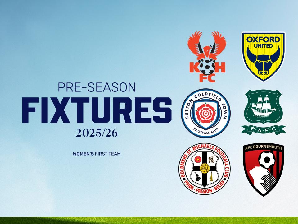 A graphic displaying Albion Women's pre-season fixtures for the 2025/26 season