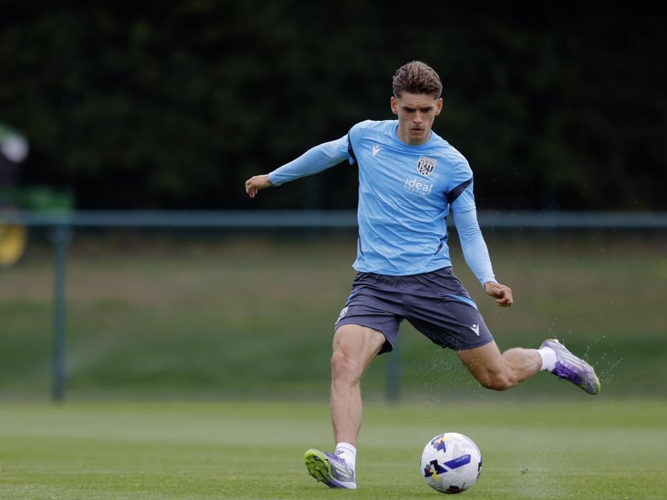 Tom Fellows taking a shot during training 