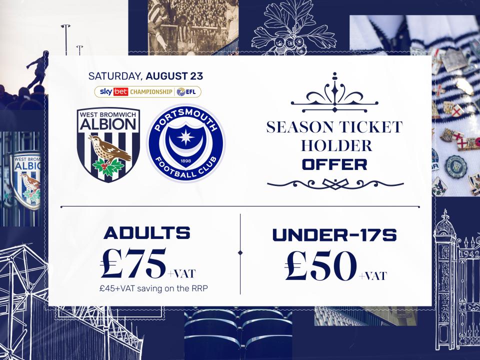 Season Ticket Holder Hospitality Offer for Portsmouth 