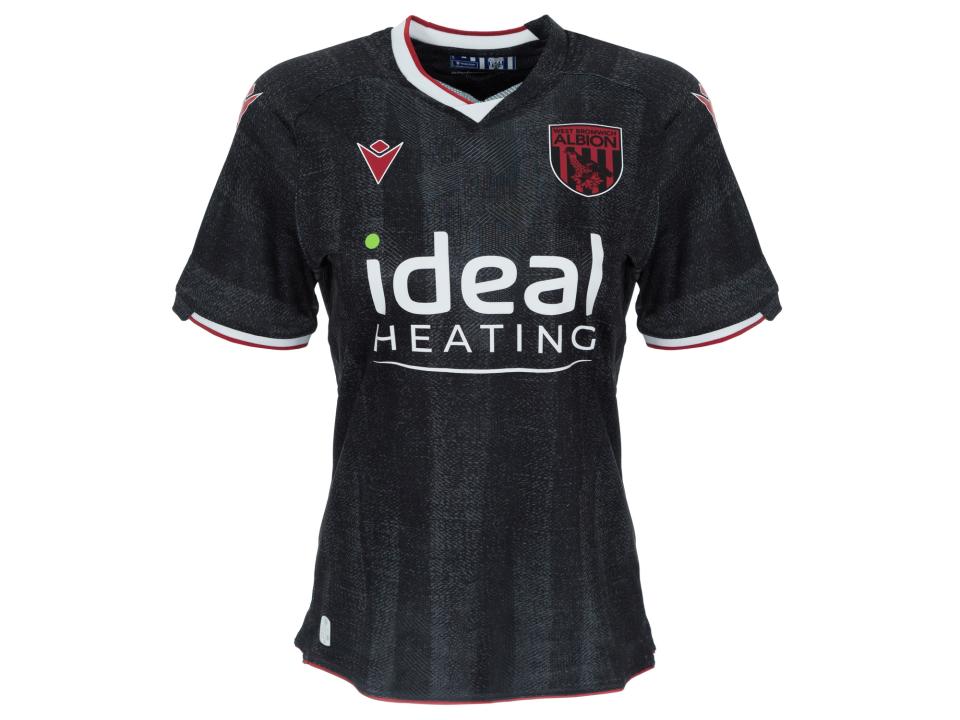 An image of the women's version of Albion's black and red third kit