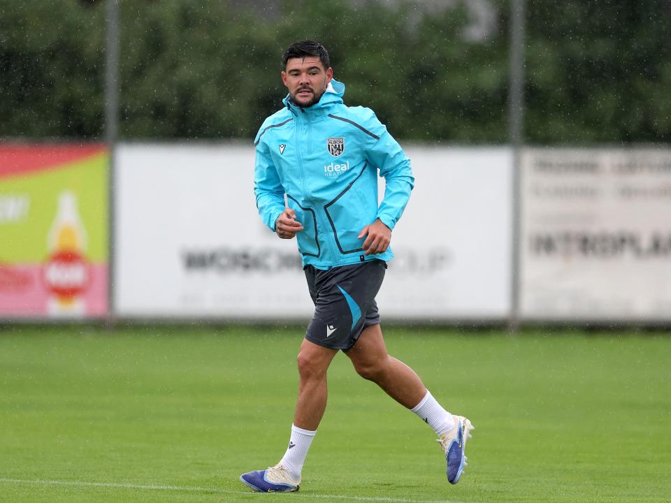 Alex Mowatt during a training session in the rain
