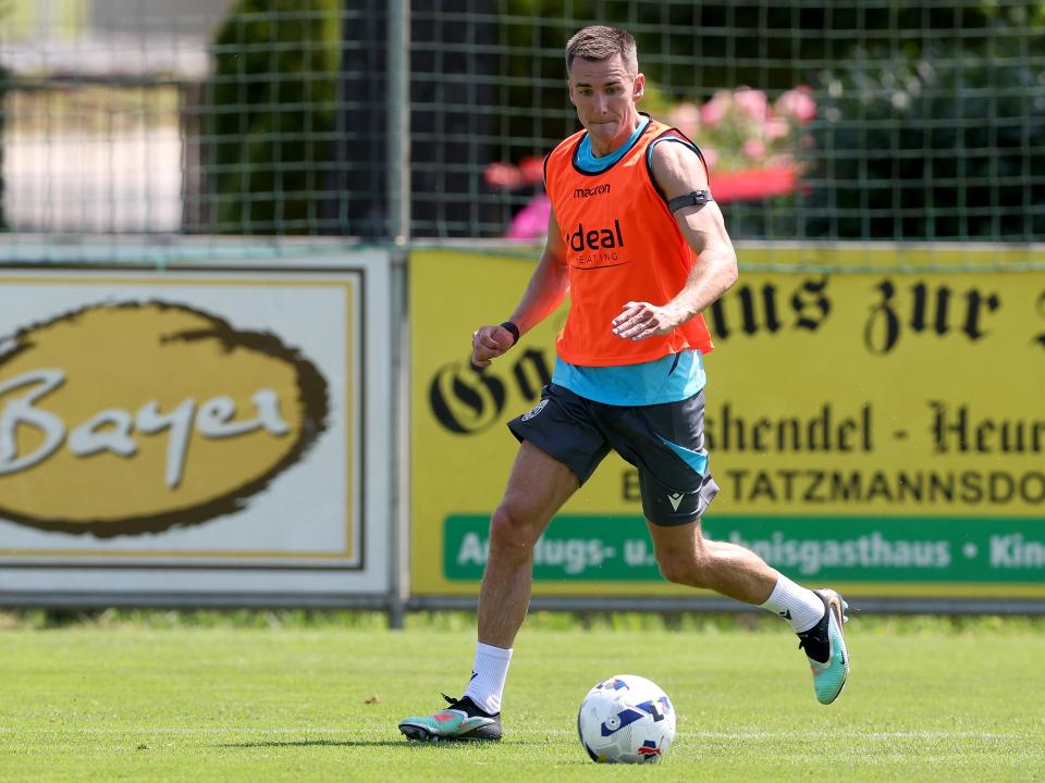 Jed Wallace on the ball during a training session