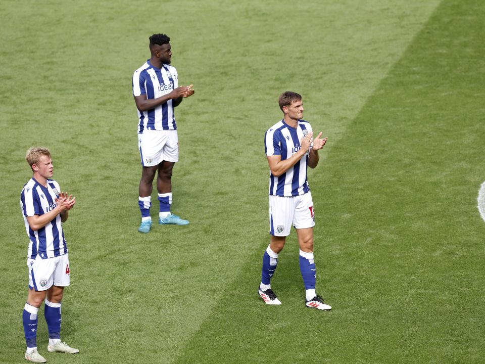 Albion players applaud WBA fans after the Blackpool game