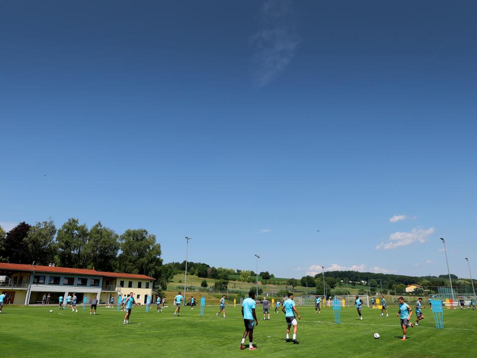 A general view of training and the surrounding area with blue skies above 