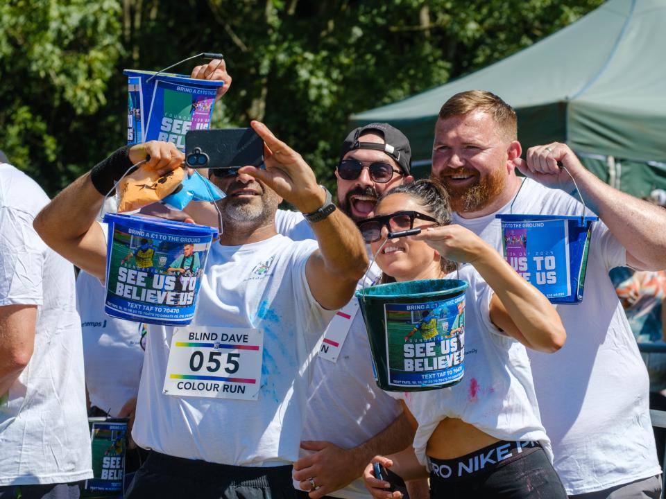Paint throwers taking a selfie.