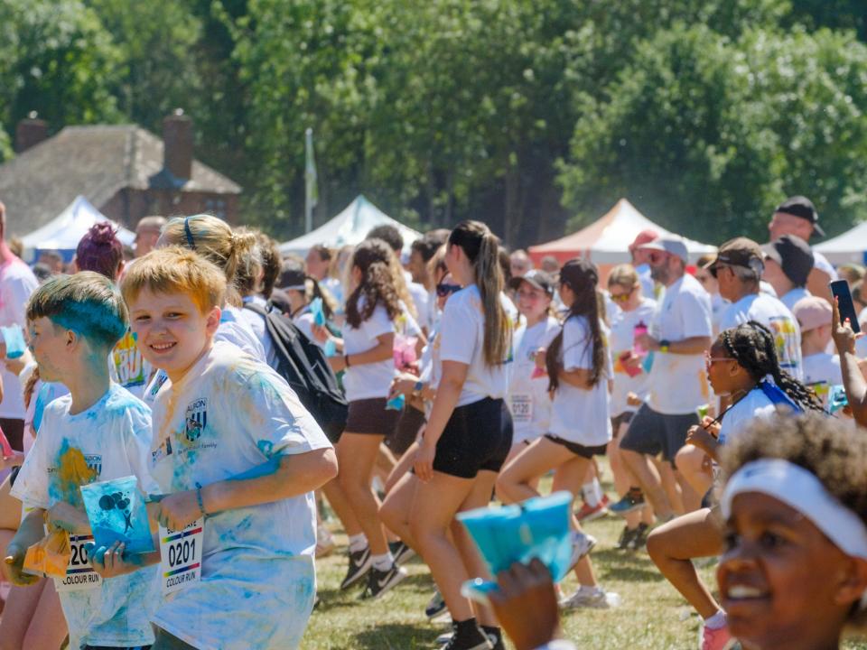 Participants doing warm-up exercises