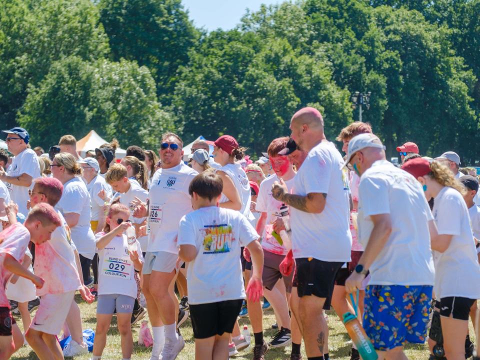 Participants doing warm-up exercises