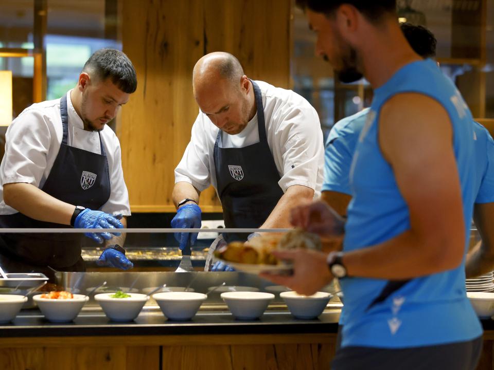 Albion's two chefs in the kitchen in Austria preparing food 