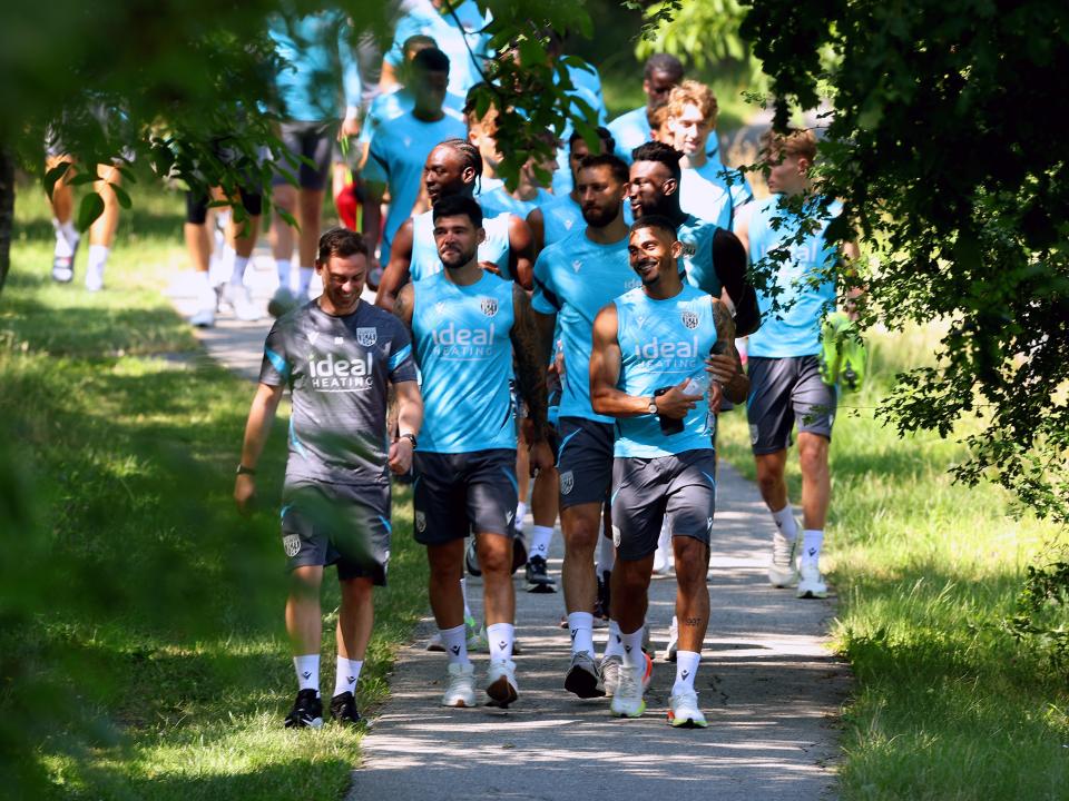 Albion players walking down to the training pitch in Austria 