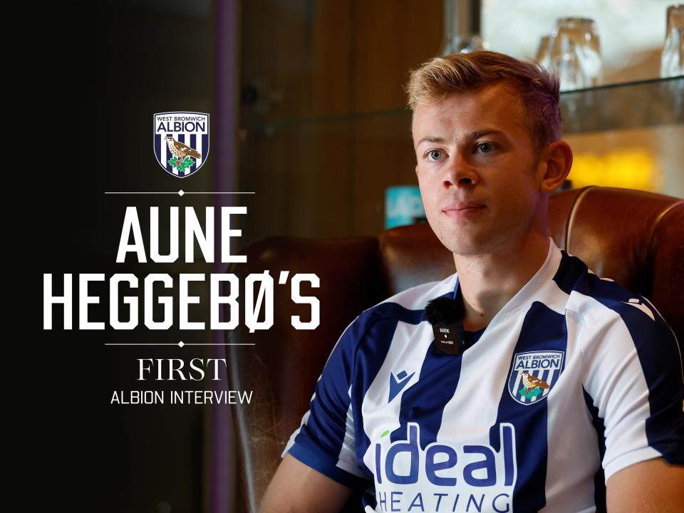 Aune Heggebø is interviewed by WBA TV while wearing a WBA shirt 