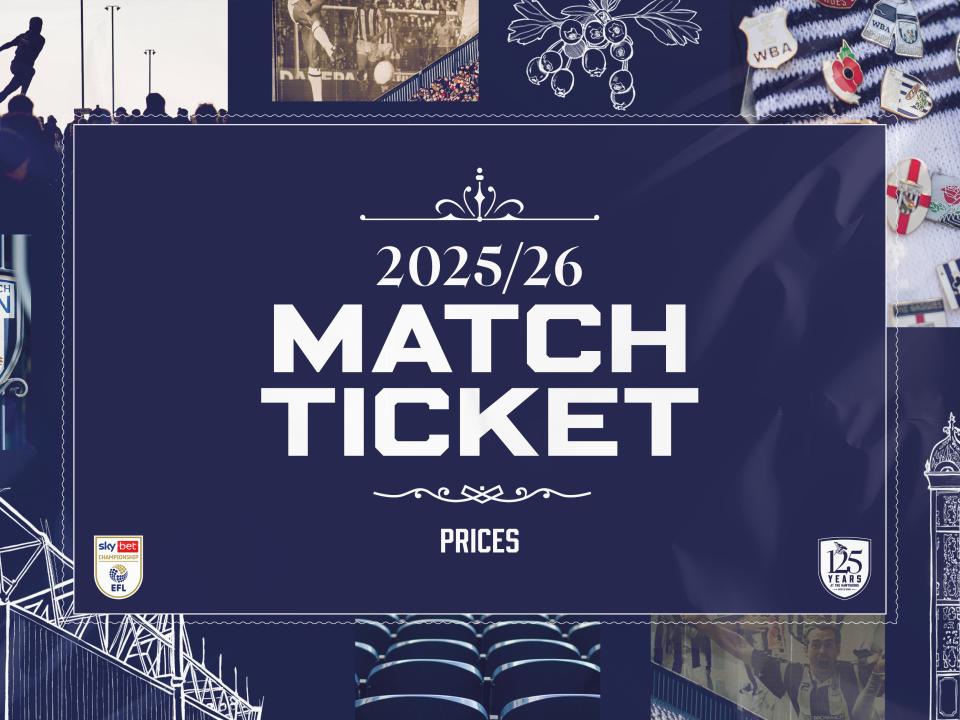 A blue graphic that says '2025/26 match ticket prices'