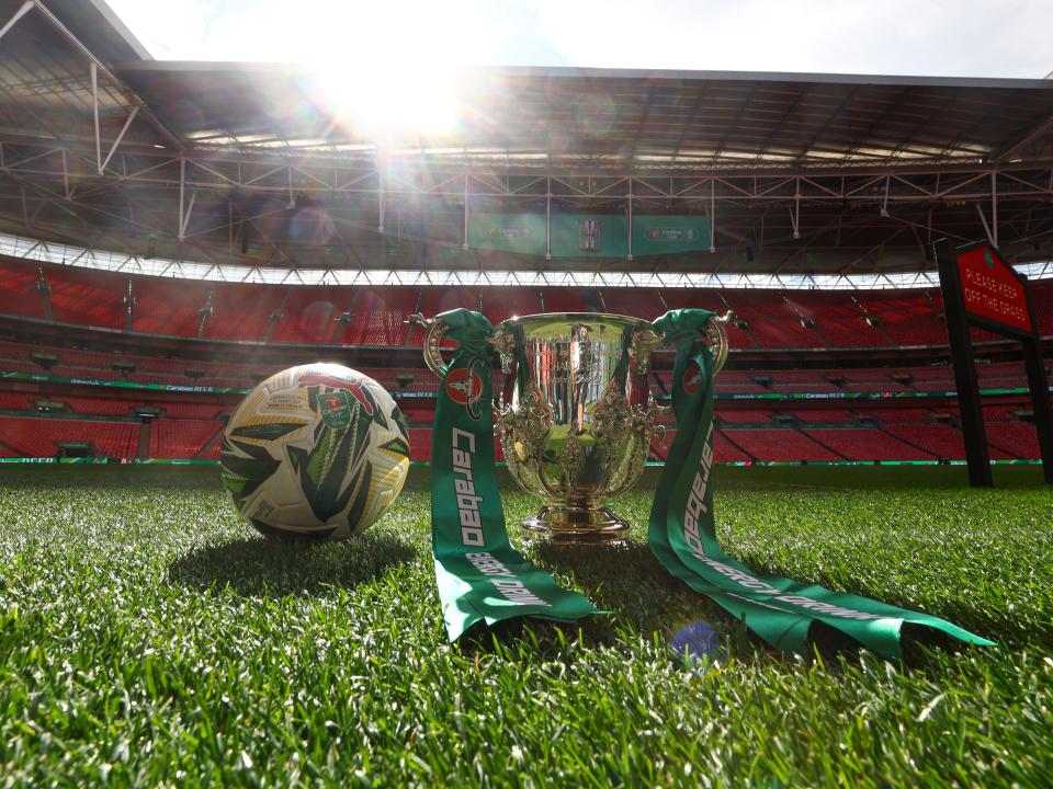 A shot of the Carabao Cup at Wembley.
