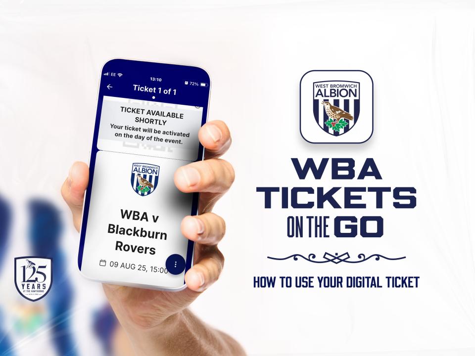 A graphic that says 'how to use your digital ticket' in reference to the WBA Tickets On The Go app