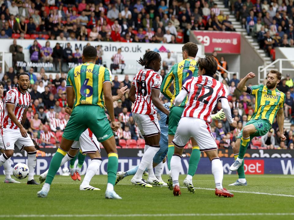 Nat Phillips shoots and scores against Stoke