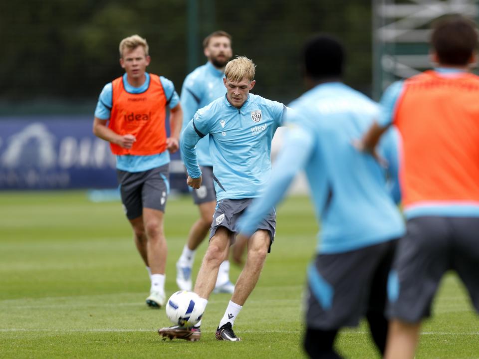 Toby Collyer on the ball during training 