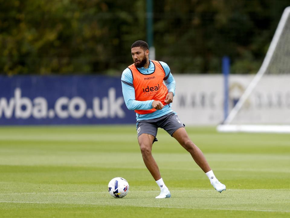 George Campbell on the ball during training 
