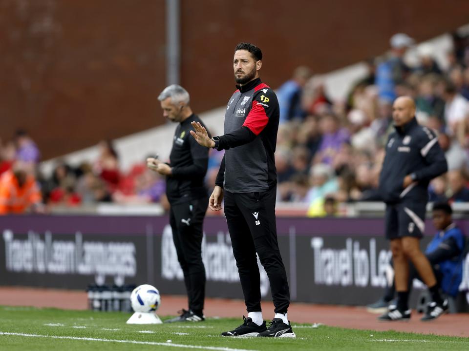 Damia Abella on the sideline at Stoke 
