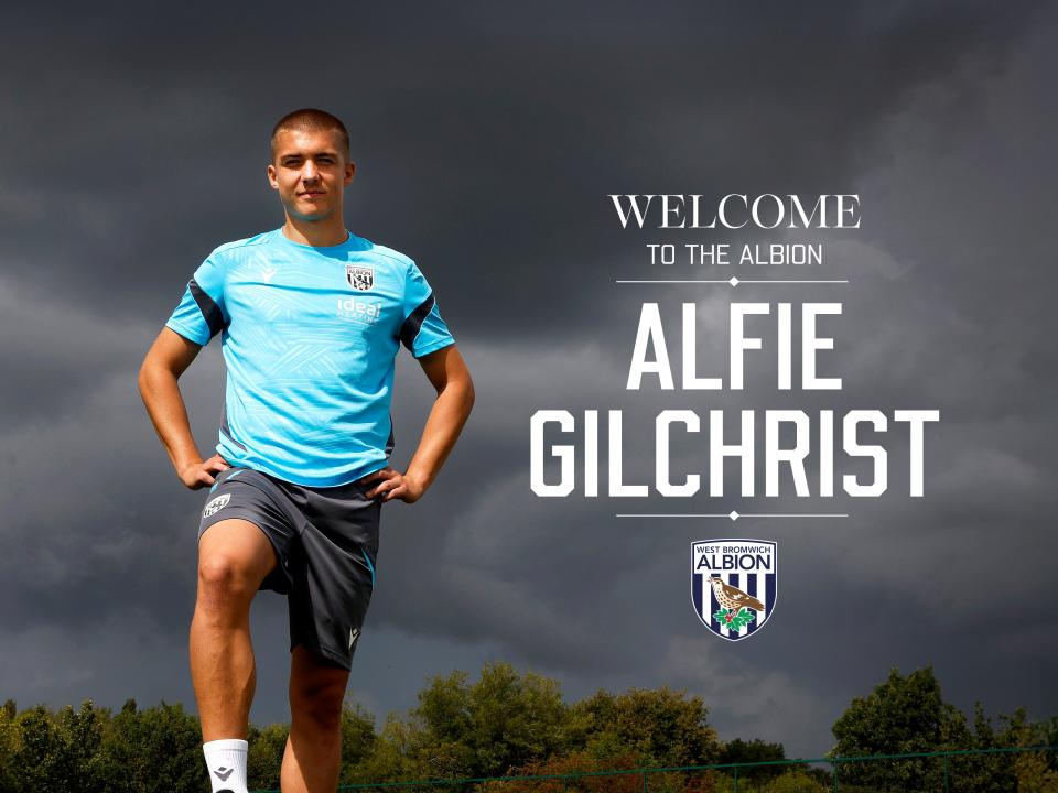 A graphic confirming the signing of Alfie Gilchrist from Chelsea