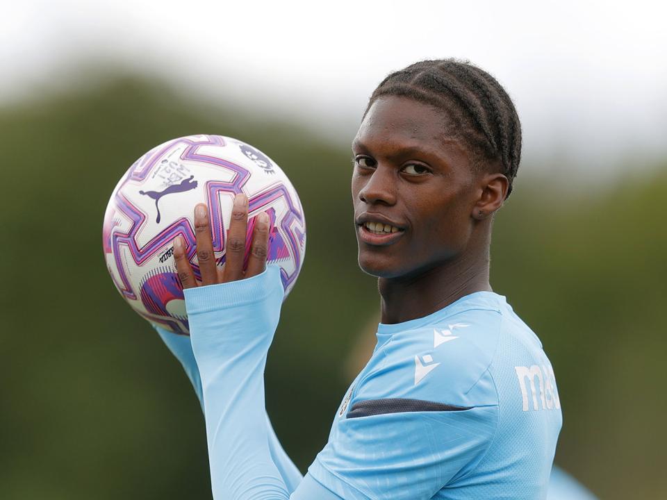 Dante-German Ranger smiling at the camera during a training session while holding a ball